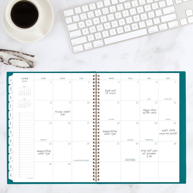 AT-A-GLANCE Planner 2024-2025 Academic, Weekly & Monthly, 8-1/2"" x 11"", Large, Monthly Tabs, Flexible Cover, Signature Lite, Teal (YP90LA12) - Image 3